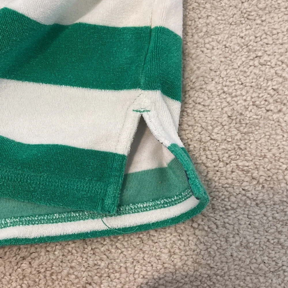 Mini Boden Green and White Striped Hooded Swim Cover-Up